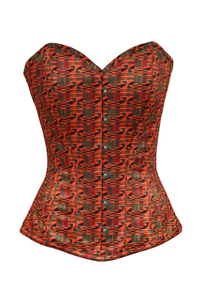 Zill African Print Polyester Satin Overbust Corset - Corsets Queen US-CA