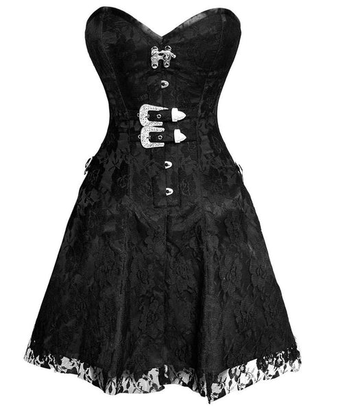 Noel Gothic Net Overlay Corset Dress - Corsets Queen US-CA