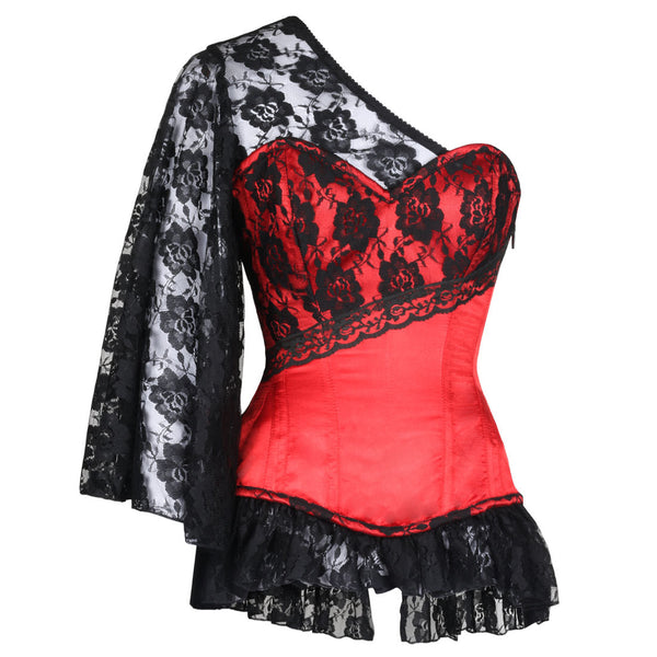 Adel Laced Cloud Red Overbust Corset - Corsets Queen US-CA