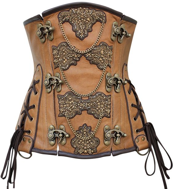 Neville Embroidered Crunch Leather Underbust Corset - Corsets Queen US-CA