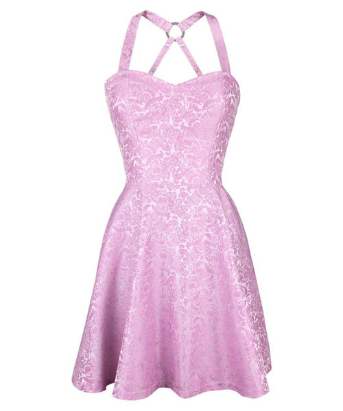Cadel Pink Skater Corset Dress in Brocade - Corsets Queen US-CA