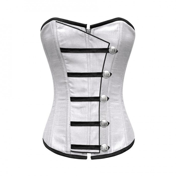Jamiee White Corset With Button Down Placket - Corsets Queen US-CA