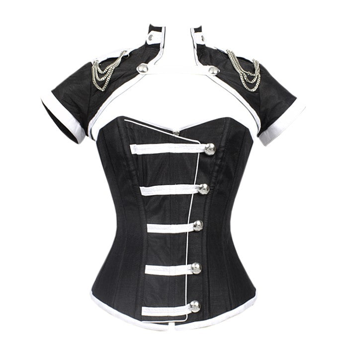 Arjen Black Corset With Button Down Placket And Jacket - Corsets Queen US-CA