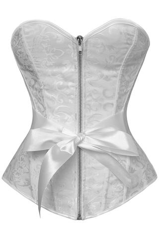 Gaga White Bowknot Overbust Corset - Corsets Queen US-CA