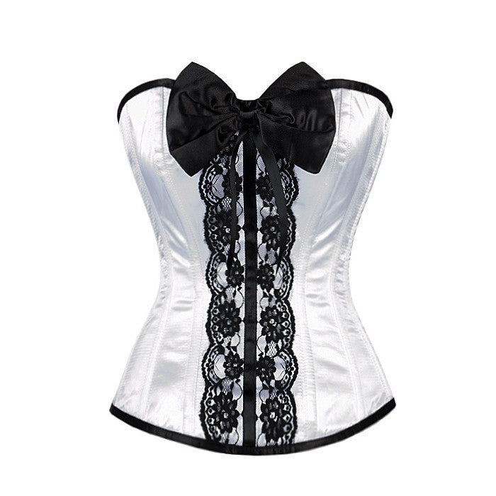 Hazard White Corset With Pretty Lace Embellished Steel Corset - Corsets Queen US-CA