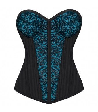 Ronnie Brocade Overbust Fashion Corset With Cups - Corsets Queen US-CA