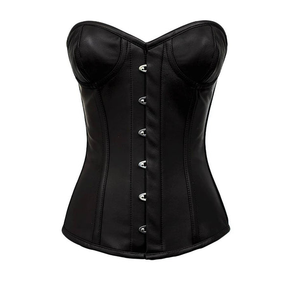 Girrourd Real Leather Overbust Gothic Corset With Cups - Corsets Queen US-CA