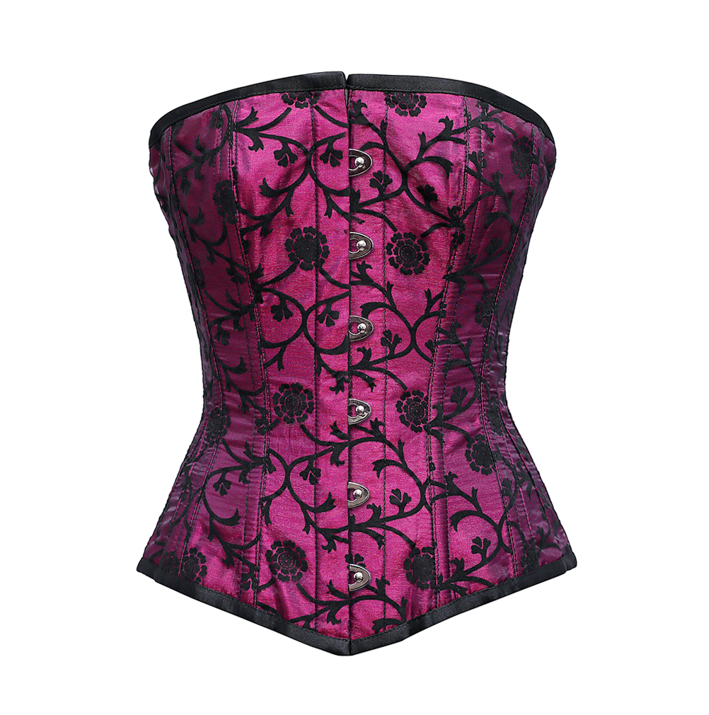 Rigsby Magenta Overbust Corset With Tissue Flocking - Corsets Queen US-CA