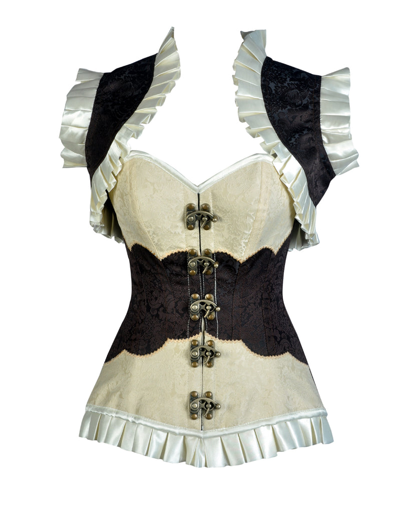 Magguire Ivory and Brown Brocade Corset and Jacket - Corsets Queen US-CA