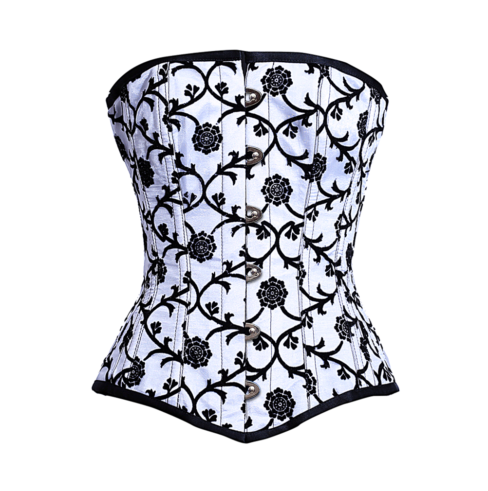 Mapi White Overbust Corset With Tissue Flocking - Corsets Queen US-CA