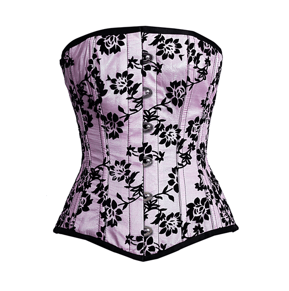 Aitana Pink Overbust Corset With Tissue Flocking - Corsets Queen US-CA