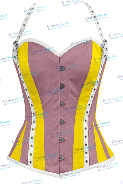 Cissie Satin Overbust Corset With Strap - Corsets Queen US-CA