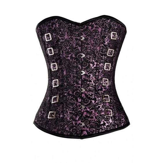Wiltshire Pink and Black Brocade Pattern Corset with Silver Buckle Detail - Corsets Queen US-CA