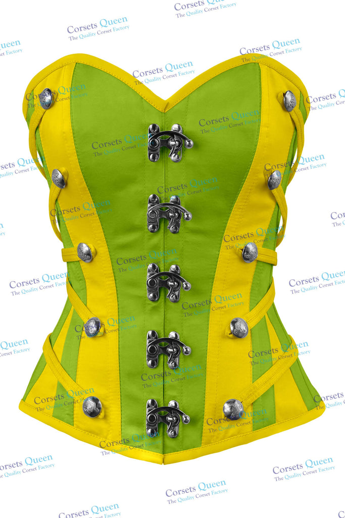 Phineas Satin Overbust Corset With Buckles - Corsets Queen US-CA