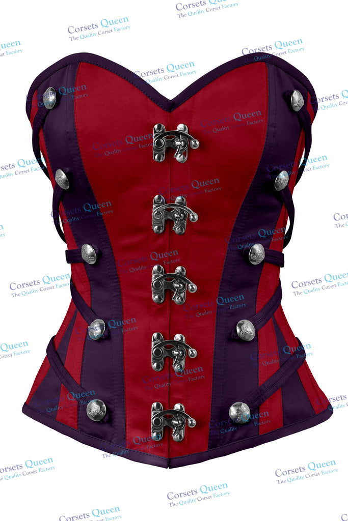 Clodagh Satin Overbust Corset With Buckles - Corsets Queen US-CA