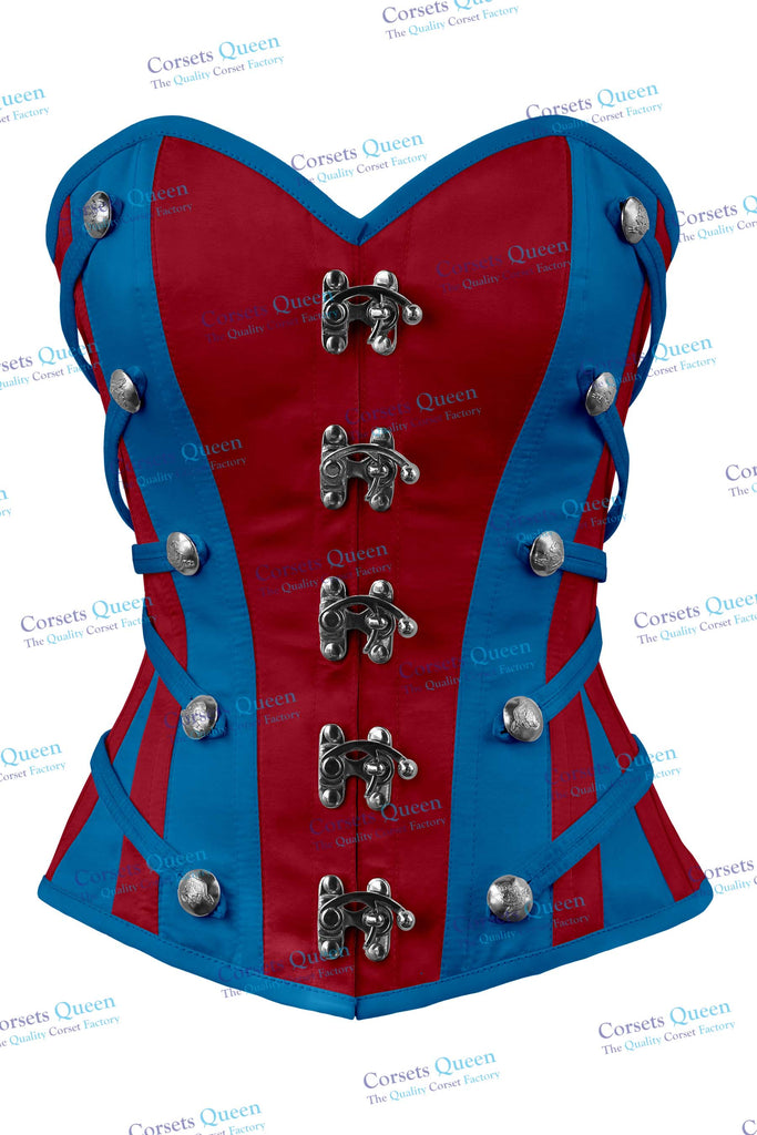 Fiadh Satin Overbust Corset With Buckles - Corsets Queen US-CA