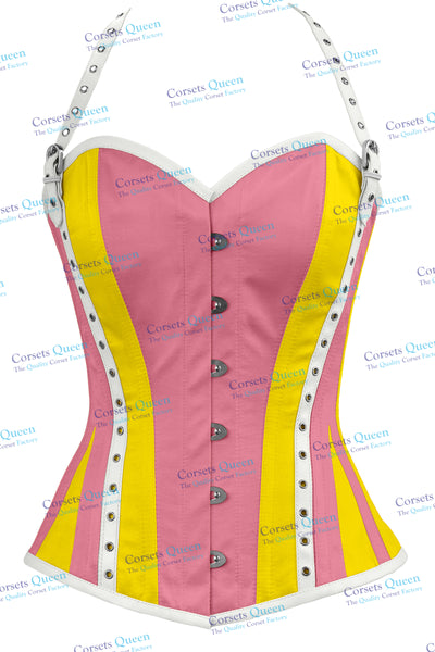 Lyra Satin Overbust Corset With Strap - Corsets Queen US-CA