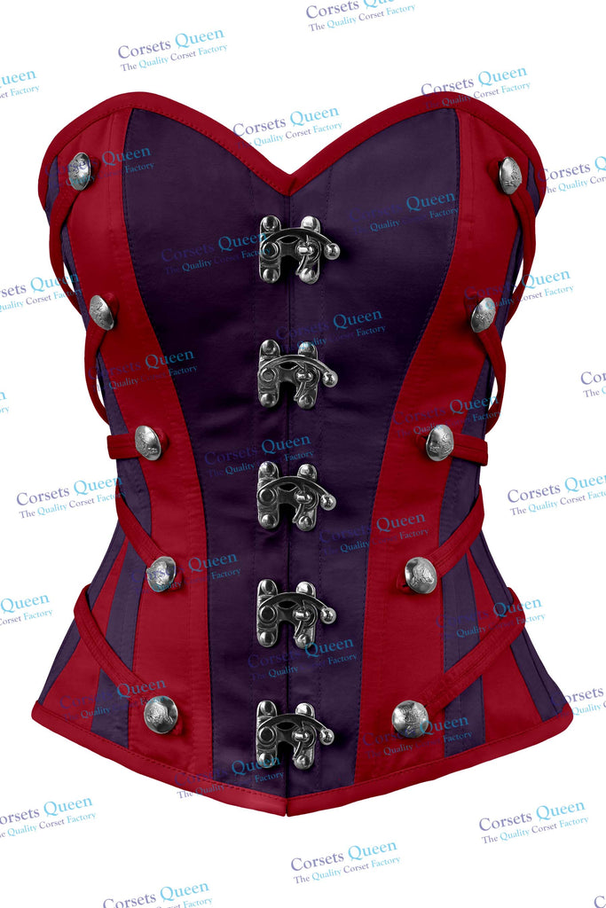 Aisling Satin Overbust Corset With Buckles - Corsets Queen US-CA